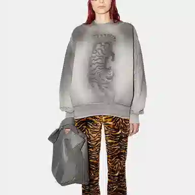 Acne Studios SS22 Tiger Print Crewneck Sweatshirt Gray