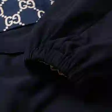 Gucci Printed Zip Hoodie Navy