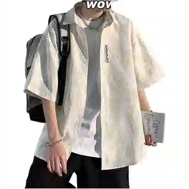 【dme】 美式休闲男夏季薄潮牌潮流宽松衣服日系短袖衬衫 男女同款