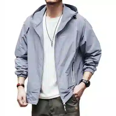 格蓝鹿 纯色美式休闲连帽防晒服 男款