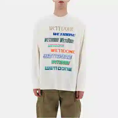 WE11DONE Logo Print Rainbow Crewneck Sweatshirt
