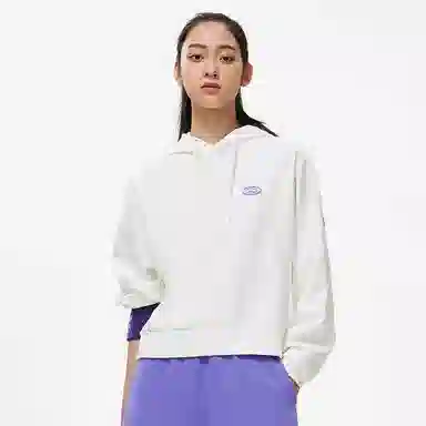 李宁 健身系列 纯色套头连帽卫衣 女款 白色