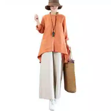 兰缪 优雅复古轻盈舒适薄款时尚阔腿长裤高腰大码宽松百搭休闲裤 女款