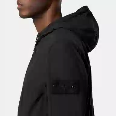 Stone Island SS25 Phantom Nylon Hooded Zip Jacket Black