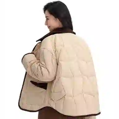 鸭鸭 保暖单排扣薄款长袖羽绒服 女