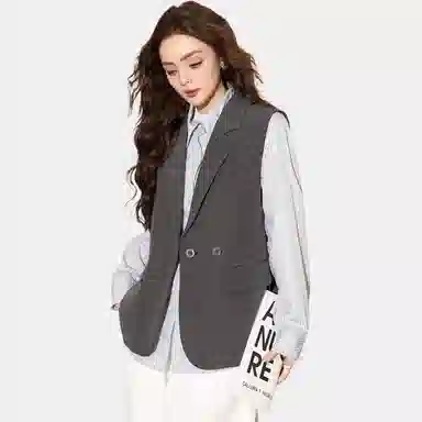 法文箱子 纯色西装领百搭无袖马甲 女款