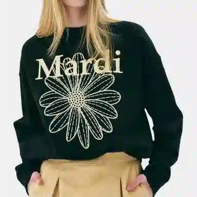 MARDI MERCREDI SS25 SWEATSHIRT FLOWERMARDI NEEDLEWORK_BLACK LEMON