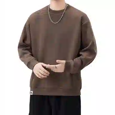 帝狼牛 美式纯色简约时尚圆领长袖套头卫衣 男女同款
