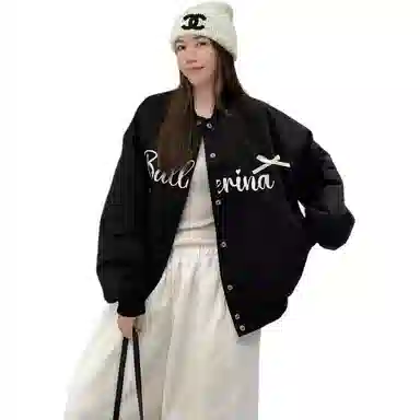 桴生 时尚甜酷风撞色字母印花蝴蝶结棒球服 女款