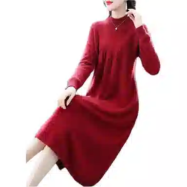 恒源祥 纯色休闲简约长袖连衣裙 女款