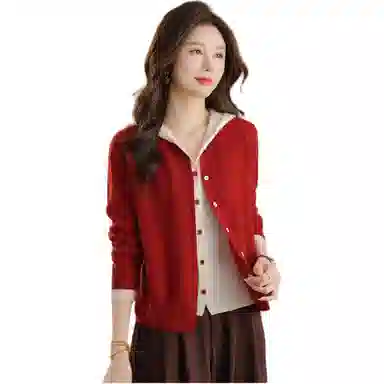 恒源祥 时尚舒适休闲纯色长袖针织衫 女款