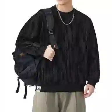 帝狼牛 日系复古肌理感长袖潮牌宽松圆领休闲质感卫衣 男女同款
