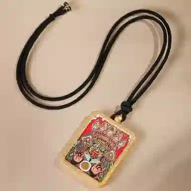 喃呢 藏式热贡手绘唐卡扎基拉姆新中式都市文玩国风国潮旺福平安吉祥好运 合金 项链 男女同款情侣款