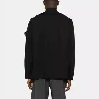 Stone Island Badge Collar Long Sleeve Shirt Black
