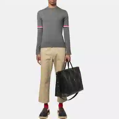 Thom Browne FW22 Grey Striped Wool Sweater