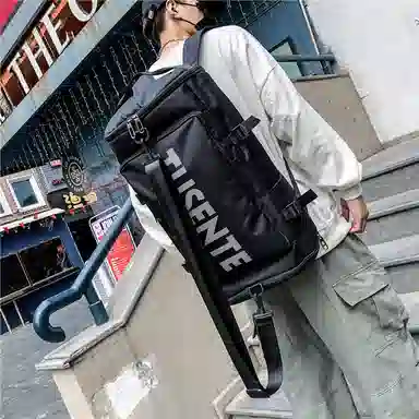 彤彤兔 短途收纳行李袋大容量轻便 牛津布 双肩包 常规 男女同款情侣款 黑色/红色/灰色