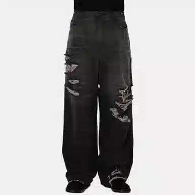 ADER ERROR FW23 Distressed Straight Jeans Black