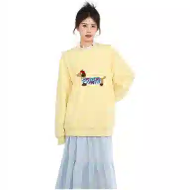 柏黛妃 圆领长袖套头韩系长袖卫衣 女款 黄色