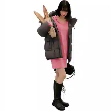 太平鸟 连帽短款假两件毛织长袖连衣裙 女款