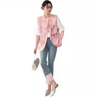 美洋 撞色直筒九分牛仔裤 女款