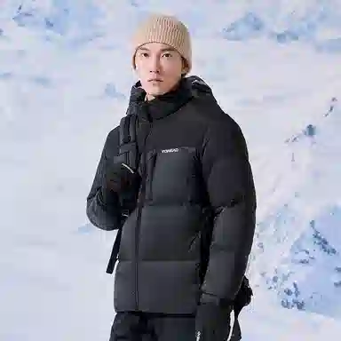 探路者 字母印花立领保暖防水外套羽绒服 男款 黑色