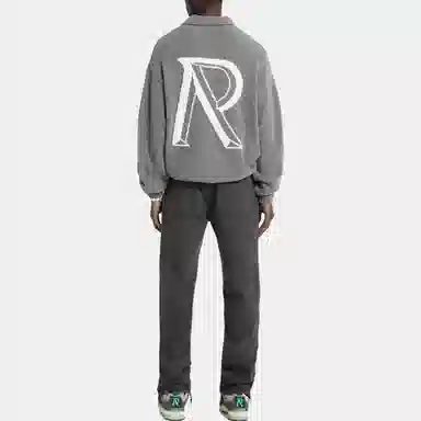 REPRESENT Letter Print Polo Sweater Gray