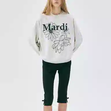 MARDI MERCREDI SS25 SWEATSHIRT TRIPLE FLOWER_OATMEAL BLACK