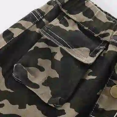 梦特娇 童装 松紧腰简约休闲半身裙 迷彩 女童