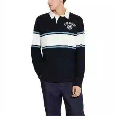 COACH Striped Detail Pullover Polo