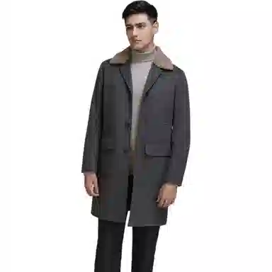 GOLDLION Detachable Shearling Collar Coat