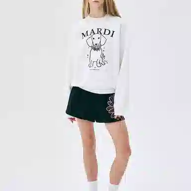 MARDI MERCREDI SS25 SWEATSHIRT SWING THE TAIL DDANJI FLOWER NECKLACE_WHITE PINK