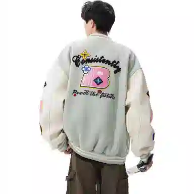 JIMI&JONS Embroidered Patch Baseball Jacket