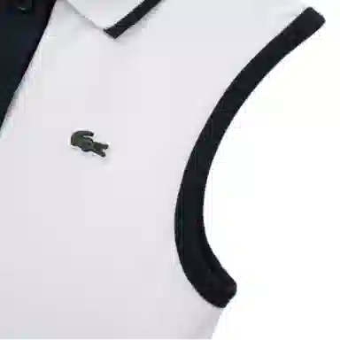 Lacoste SS25 Sleeveless Dress White Navy Trim