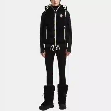 Moncler Logo Mid-Length Hooded Vest Black