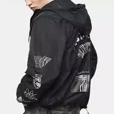 DIESEL Logo Hoodie Jacket Black