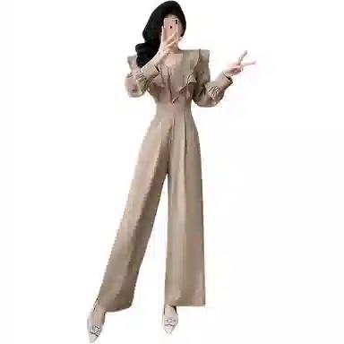 沐晓欣 长款荷叶边气质小众连体裤 女款