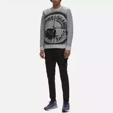 Stone Island Logo Zip Tapered Pants Black