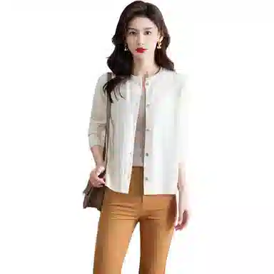 恒源祥 圆领时尚开衫通勤百搭纯色长袖针织衫 女款