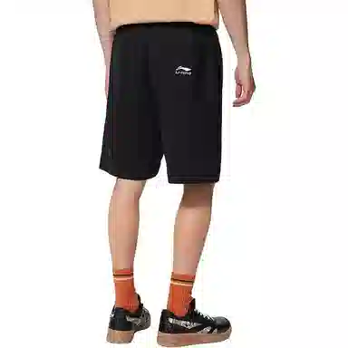 中国李宁 夏日派对 趣味印花宽松休闲短裤 男款 黑色