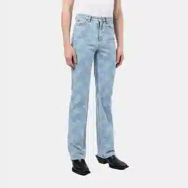 WE11DONE FW21 Paisley Print Jeans Blue