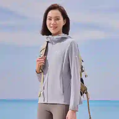 探路者 纯色修身连帽透气舒适防晒服 女款 暮紫色