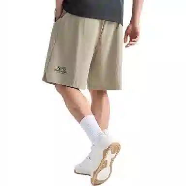 特步 篮球系列 休闲简约字母宽松系带运动短裤 男款 枫桥色