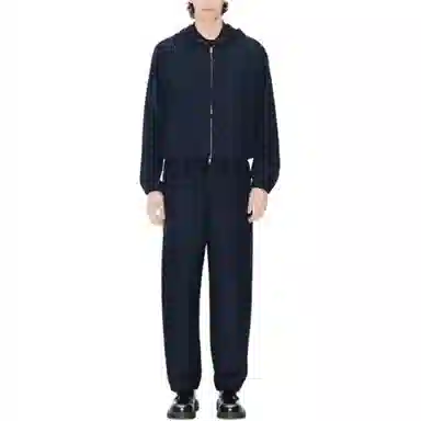 KENZO SS25 Cotton Jacquard Hoodie Jacket Blue Black