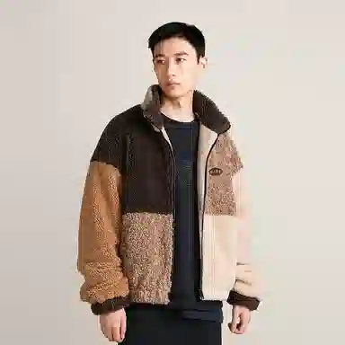 华人青年 拼接撞色立领棉服 男款