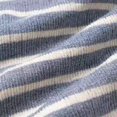 DIOR Striped V-Neck Knit Sweater Denim Blue