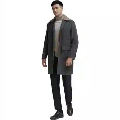 GOLDLION Detachable Shearling Collar Coat