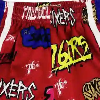 Mitchell & Ness 76ers Basketball Shorts Red