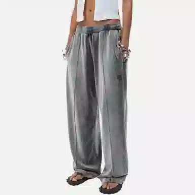 Alexander Wang FW24 Gradient Velvet Logo Joggers Gray White