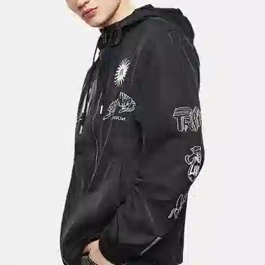 DIESEL Logo Hoodie Jacket Black