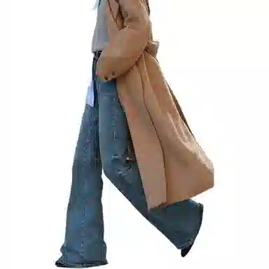 太平鸟 高腰复古微喇裤喇叭牛仔裤 女款